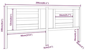 vidaXL Κεφαλάρι Κρεβατιού Μελί 206 x 4 x 100 εκ. από Μασίφ Ξύλο Πεύκου