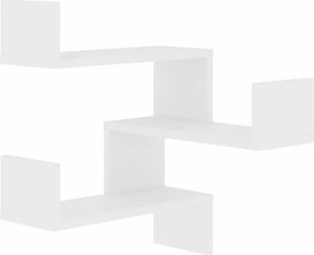 vidaXL Γωνιακές Ραφιέρες Τοίχου 2 τεμ. Λευκές 40x40x50 εκ. Επεξ. Ξύλο