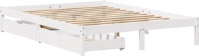 vidaXL Σκελετός Κρεβ. Χωρίς Στρώμα Λευκό 135x190 εκ Μασίφ Πεύκο