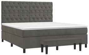 vidaXL Κρεβάτι Boxspring με Στρώμα Σκούρο Γκρι 160x200 εκ. Βελούδινο