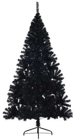 vidaXL Τεχνητό προφωτισμένο Χριστουγεννιάτικο δέντρο Μαύρο 210 cm PVC