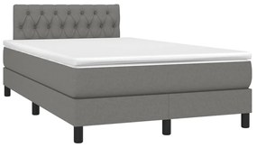 Κρεβάτι Boxspring με Στρώμα &amp; LED Σκ.Γκρι 120x190εκ. Υφασμάτινο - Γκρι