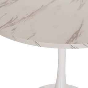 ΤΡΑΠΕΖΙ ΤΡΑΠΕΖΑΡΙΑΣ ROLLO HM9421.11 ΣΤΡΟΓΓΥΛΟ WHITE MARBLE Φ90x74Υεκ.
