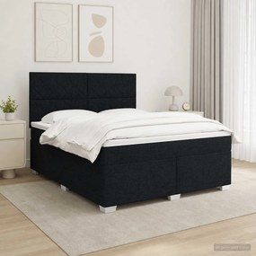 vidaXL Κρεβάτι box spring με στρώμα Μαύρο 140 x 200 cm Ύφασμα
