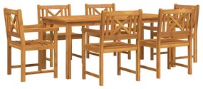 vidaXL Σέτ φαγητού για κήπο 7 pcs Καφέ Μασίφ ξύλο ακακίας