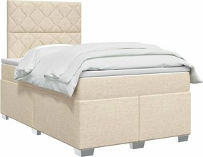vidaXL Κρεβάτι box spring με στρώμα Κρεμ 120 x 200 cm Ύφασμα