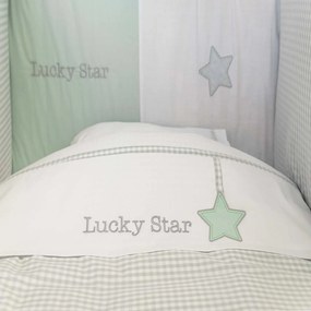 Σεντόνια Σετ 3τμχ Des.304 Lucky Star White-Green Baby Oliver Crib 75x100cm Χωρίς Λάστιχο 100% Βαμβάκι