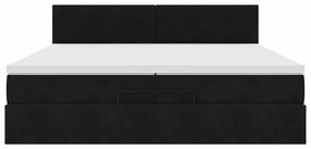 vidaXL Οθωμανικό κρεβάτι με στρώματα & LEDs Μαύρο 200x200cm Velvet