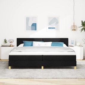 vidaXL Κρεβάτι Box Spring με LED Μαύρο 200x200 cm Ύφασμα