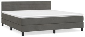 ΚΡΕΒΑΤΙ BOXSPRING ΜΕ ΣΤΡΩΜΑ ΣΚΟΥΡΟ ΓΚΡΙ 180X200 ΕΚ. ΒΕΛΟΥΔΙΝΟ 3141378