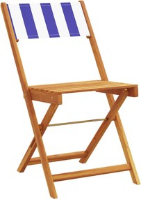 vidaXL Σετ Επίπλων Bistro 3 τεμ. Μπλε/Λευκό Ύφασμα/Μασίφ Πεύκου