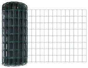 vidaXL Ευρωπαϊκό Φράχτη με 7 Σταύρωτες Στήλες 0.8x10 μ, Γαλβανισμένος Χάλυβας, Πράσινος