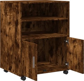 vidaXL Ντουλάπι Με Ροδάκια Καπνιστή Δρυς 60x48x81 εκ. Επεξ. Ξύλο