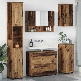 vidaXL Σετ Επίπλων Μπάνιου με ράφι 5 pcs Παλαιό ξύλο 30 x 35 x 192 εκ.