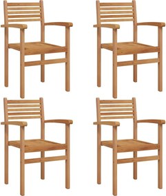 vidaXL Καρέκλα 4 τμχ. Καφέ Στερεό Ξύλο Τίκ