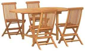 vidaXL 5 τεμαχίων σετ κήπου μασίφ ξύλο teak