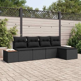 vidaXL Σετ Καναπέ Κήπου με μαξιλάρι 6 pcs Μαύρο Πολυρατάν