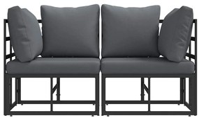 vidaXL Εξωτερικά Έπιπλα με μαξιλάρι με μαξιλάρι 2 pcs Μαύρο Αλουμίνιο