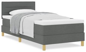vidaXL Κρεβάτι box spring με στρώμα Σκούρο γκρι 90 x 190 cm ύφασμα