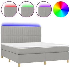 Κρεβάτι Boxspring με Στρώμα &amp; LED Αν.Γκρι 180x200εκ. Υφασμάτινο - Γκρι