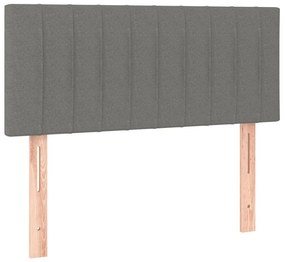 Κρεβάτι Boxspring με Στρώμα Σκούρο Γκρι 90x200 εκ. Υφασμάτινο - Γκρι