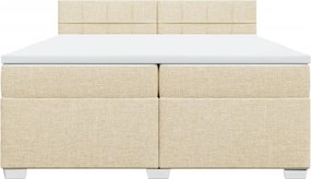 vidaXL Κρεβάτι Boxspring με Στρώμα Κρεμ 200x200 εκ. Υφασμάτινο