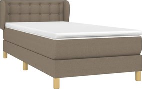 vidaXL Κρεβάτι Boxspring με Στρώμα Taupe 90x200 εκ. Υφασμάτινο