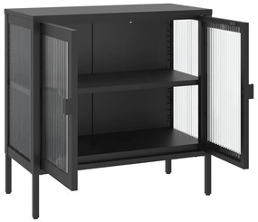 vidaXL Ντουλάπι Μαύρο 70 x 35 x 70 εκ. από Γυαλί και Ατσάλι