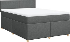 vidaXL Κρεβάτι Boxspring με Στρώμα Σκούρο Γκρι 140x200 εκ Υφασμάτινο