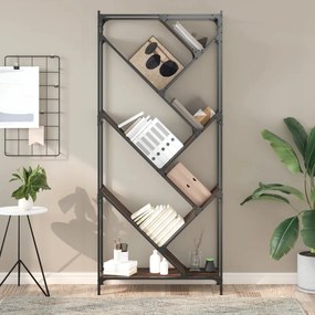 vidaXL Βιβλιοθήκη Καφέ Δρυς 79x30x180 εκ. Επεξεργ. Ξύλο &amp; Μέταλλο