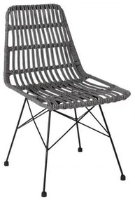 SALSA Καρέκλα Μεταλλική Μαύρη/Wicker Γκρι 48x59x80cm Ε241,2