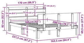 ΠΛΑΙΣΙΟ ΚΡΕΒΑΤΙΟΥ ΜΕ ΚΕΦΑΛΑΡΙ 160X200 ΕΚ. ΑΠΟ ΜΑΣΙΦ ΞΥΛΟ ΠΕΥΚΟΥ 3306831