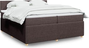 vidaXL Κρεβάτι Boxspring με Στρώμα Σκούρο Καφέ 200x200 εκ. Υφασμάτινο