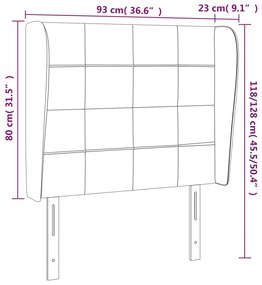 Κεφαλάρι με Πτερύγια Σκούρο Γκρι 93 x 23 x 118/128εκ.Βελούδινο 3117993
