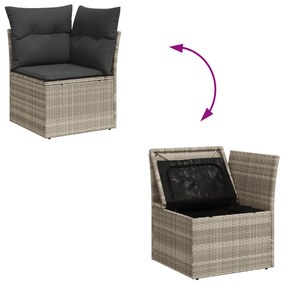 vidaXL Σετ Καναπέ Κήπου 9 τεμαχίων με Μαξιλάρια Poly Rattan Ανοιχτό Γκρι