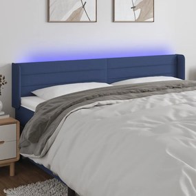 Κεφαλάρι Κρεβατιού LED Μπλε 203x16x78/88 εκ. Υφασμάτινο 3123404