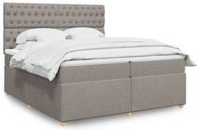 vidaXL Κρεβάτι Boxspring με Στρώμα Taupe 200x200 εκ. Υφασμάτινο