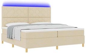VidaXL LED Κρεβάτι με βάθρο με κεφαλάρι Κρεμ 200 x 200 cm ύφασμα