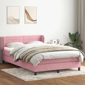 Box Spring κρεβάτι με στρώμα ροζ 160x220 cm Βελούδινο - Ροζ