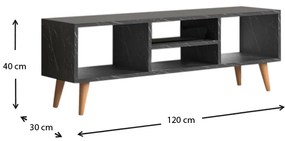 Έπιπλο τηλεόρασης Loren Megapap χρώμα ανθρακί εφέ μαρμάρου 120x30x40εκ.