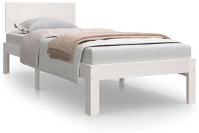 vidaXL Πλαίσιο Κρεβατιού Λευκό 75x190 εκ. Μασίφ Ξύλο Small Single