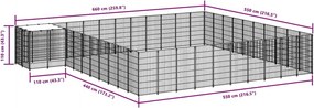 vidaXL Σπιτάκι Σκύλου Μαύρο 31,46 μ² Ατσάλινο
