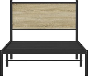 vidaXL Σκελετός Κρεβ. Χωρίς Στρώμα Sonoma Δρυς 100x190 εκ. Μεταλλικό