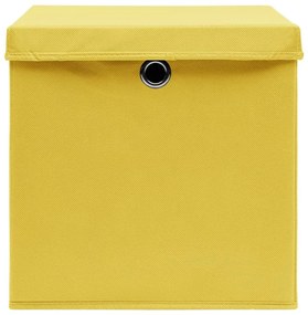 Κουτιά Αποθήκευσης με Καπάκια 10 τεμ Κίτρινα 32x32x32εκ Ύφασμα - Κίτρινο