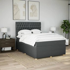 ΚΡΕΒΑΤΙ BOXSPRING ΜΕ ΣΤΡΩΜΑ ΣΚΟΥΡΟ ΓΚΡΙ 140X190 ΕΚ. ΥΦΑΣΜΑΤΙΝΟ 3294359