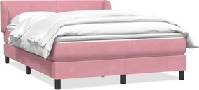 vidaXL Box Spring κρεβάτι με στρώμα ροζ 160x220 cm Βελούδινο