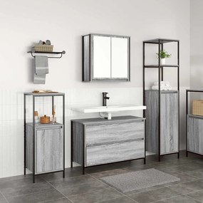 vidaXL Σετ Επίπλων Μπάνιου με ράφι 3 pcs Γκρι sonoma 90 x 34.5 x 60 εκ