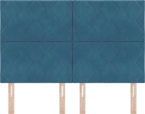 vidaXL LED κεφαλάρι Σκούρο Μπλε 160 cm Βελούδο