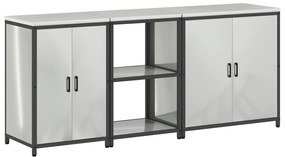 vidaXL Σετ Αποθήκευσης Κουζίνας με ράφι Άλλο 3 pcs Ασημί 210 x 50 x 92 εκ