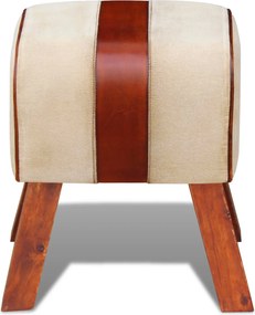 vidaXL Σκαμπό Βιβλίου Καφέ Δέρμα